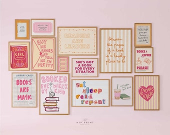 Book Lover Print Set, Cozy Reading Nook Decor (Digital Download)