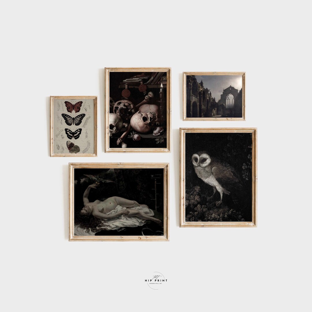 Dark Academia Gallery Wall Art Set, Moody Vintage Prints (digital ...
