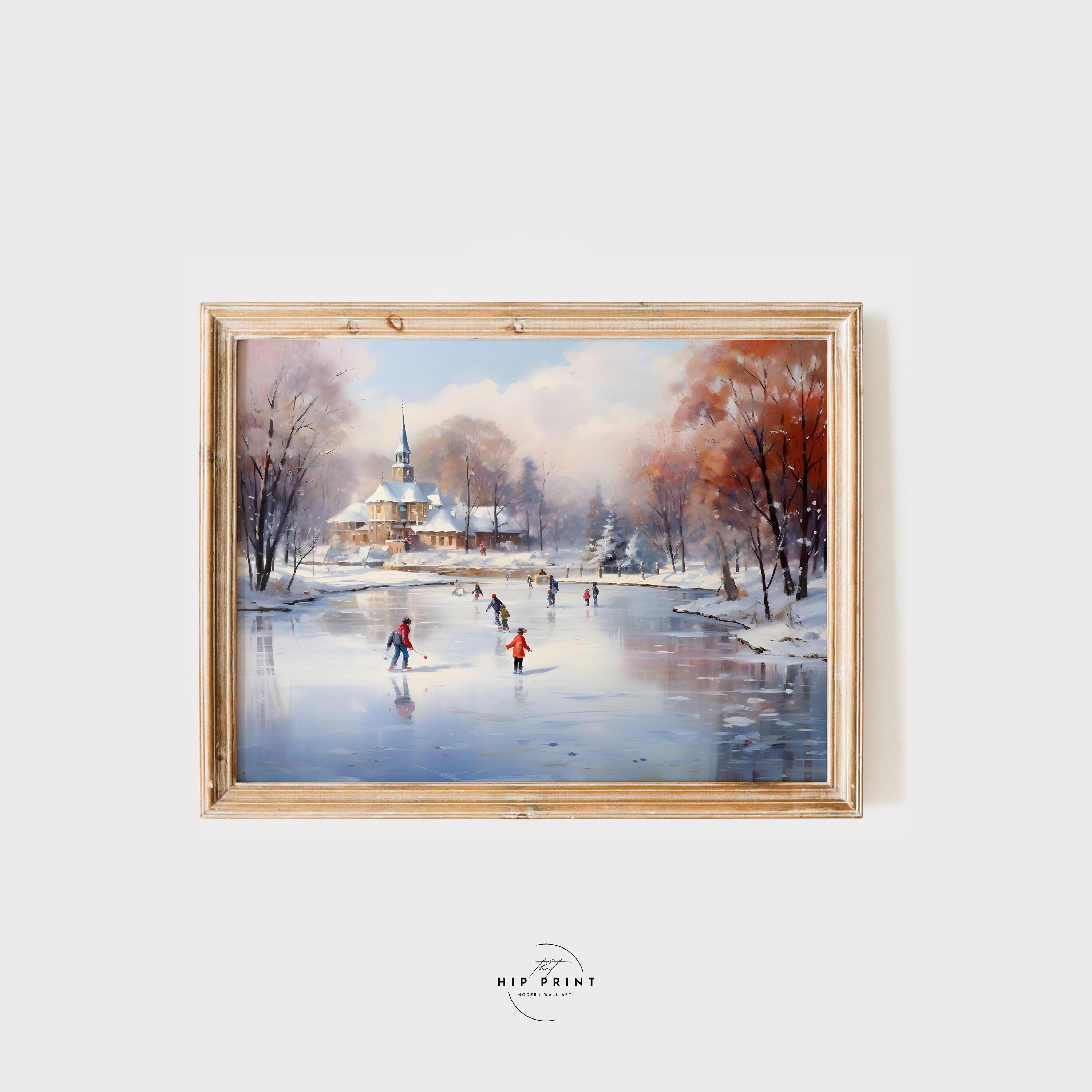 ヴィンテージ冬景色画、雪景色アート（デジタルダウンロード） - Etsy 日本