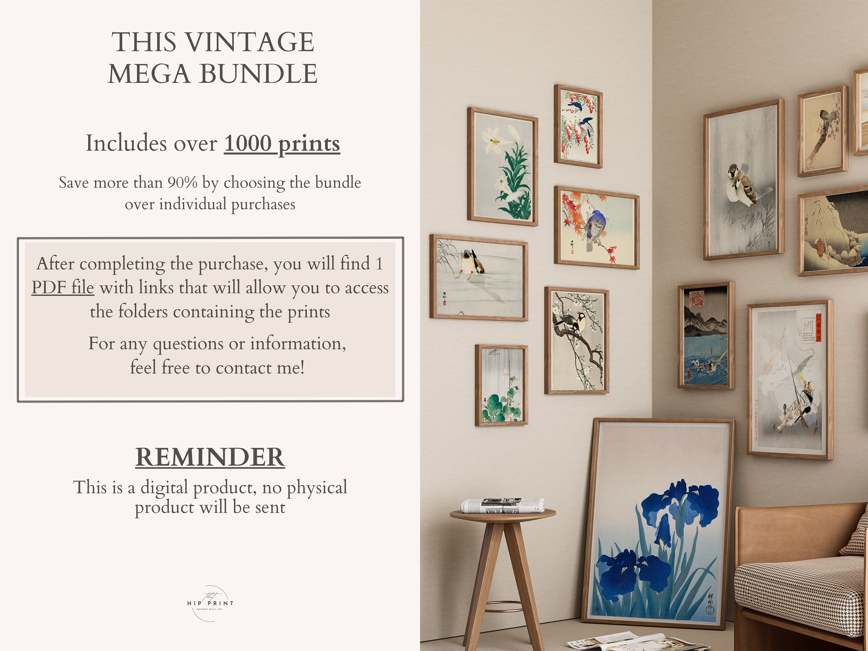 Japanese Art Prints, Eclectic Gallery Wall Set (digital Download
