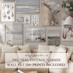 Set of 50+ neutral Vintage summer Prints , Neutral Gallery Wall Art, Earth-Tone Home Decor, Vintage sophistication ,Vintage collection .