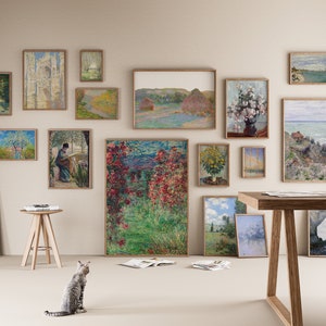 Conjunto de más de 200 impresiones digitales de Claude Monet, pinturas al óleo vintage, impresiones en lienzo de Monet, arte impresionista, MEGA paquete, pinturas antiguas imagen 8