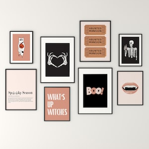 Set of 8 halloween collection, halloween prints, trendy halloween wall art, halloween wall art printable, halloween decor,printable wall art