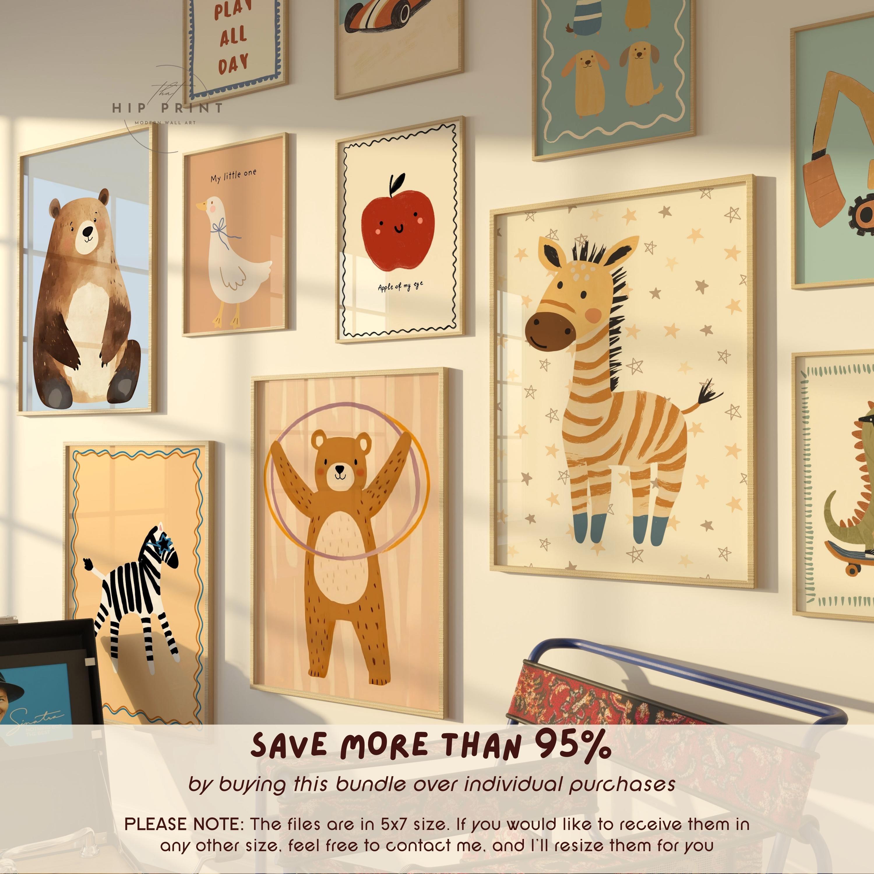 Boy Nursery Wall Art Set of +100, Cute Animal Prints,kids Room Decor ...