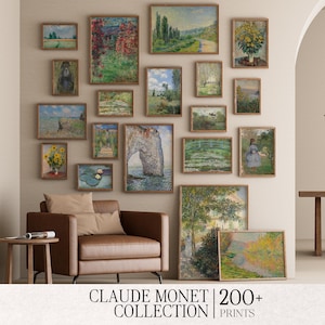 Set von 200 + Digitale Drucke von Claude Monet, Vintage Ölgemälde, Monet Leinwanddruck, impressionistische Kunst, MEGA Bundle, antike Gemälde