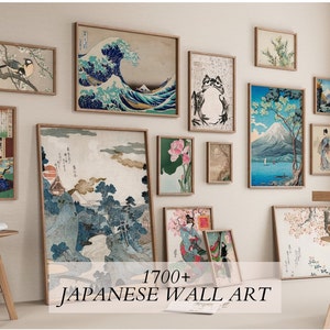 Maximalist Japanese Wall Art, Eclectic Vintage Gallery Wall Set, Trendy Colorful bundle of 1700+, Whimsical Posters Bundle Digital Download