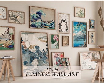 Maximalist Japanese Wall Art, Eclectic Vintage Gallery Wall Set, Trendy Colorful bundle of 1700+, Whimsical Posters Bundle Digital Download