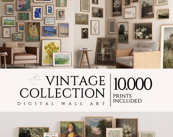 Vintage Gallery Wall Art Print Set, Eclectic Maximalist Decor (Digital Download)
