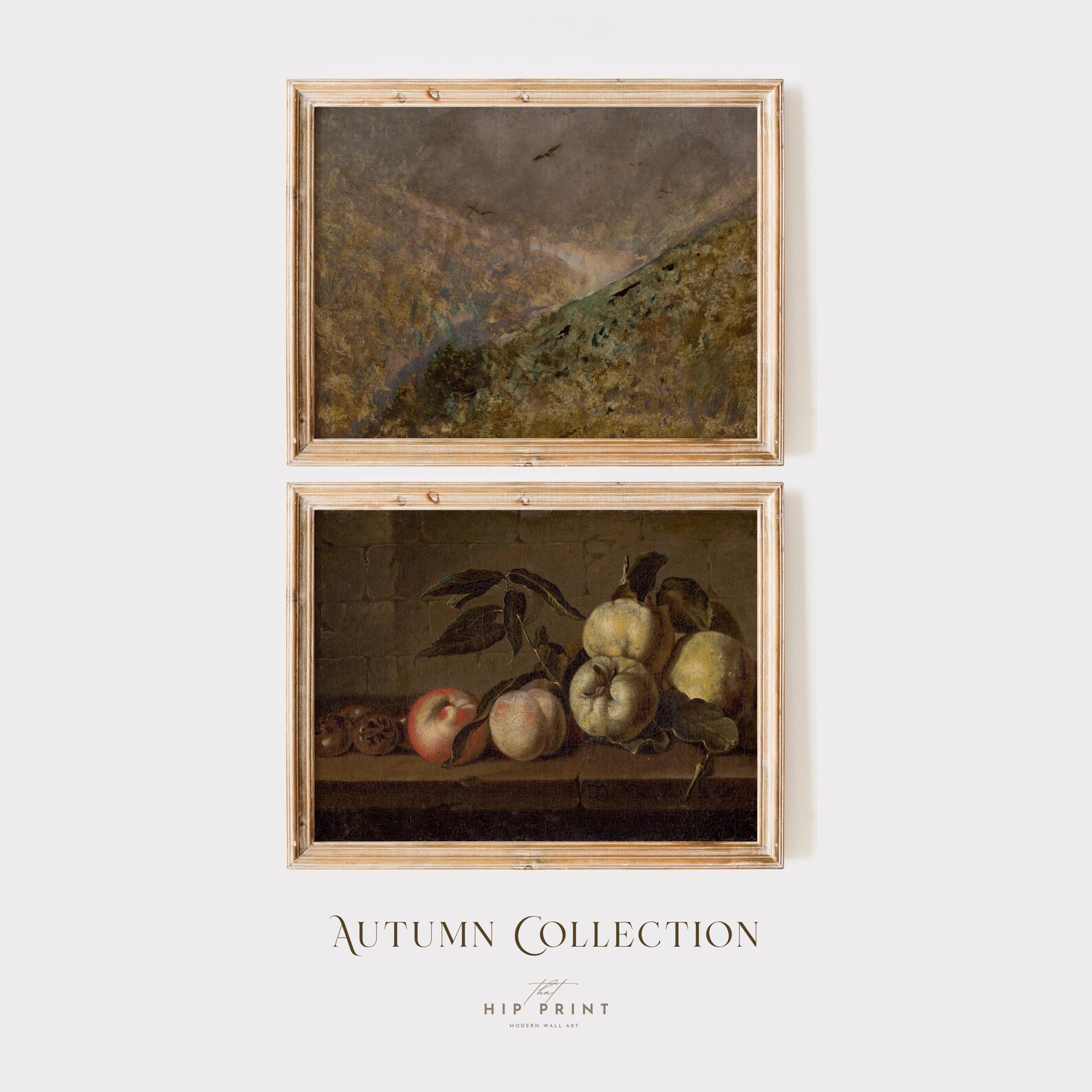 Vintage Autumn Gallery Wall Art Set Rustic Living Room Decor Muted ...