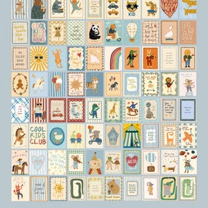 Puede incluir: Colecci&oacute;n de l&aacute;minas art&iacute;sticas ilustradas con diversos personajes animales y dise&ntilde;os caprichosos. Las l&aacute;minas presentan textos como "Coolest Kid", "This is my Happy Place" y "Cool Kids Read Books". El tema general es l&uacute;dico y adecuado para la decoraci&oacute;n infantil.