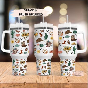Western Tumbler, Tumbler With Name, 40 ounce Tumbler, Personalized 40oz Tumbler, Tumbler With Straw, Highland Cow Tumbler,