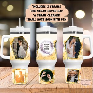 Elegant Photo Tumbler, 40oz Stainless Steel Tumbler, Up to 5 Pictures