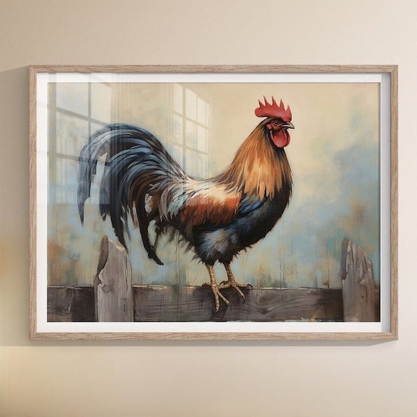 Morning Call, Farmhouse Wall Decor, Country Art, Rooster Art, Country Art Print, Unique Wallart, Country Home Decor, Fine Art, Rooster Print