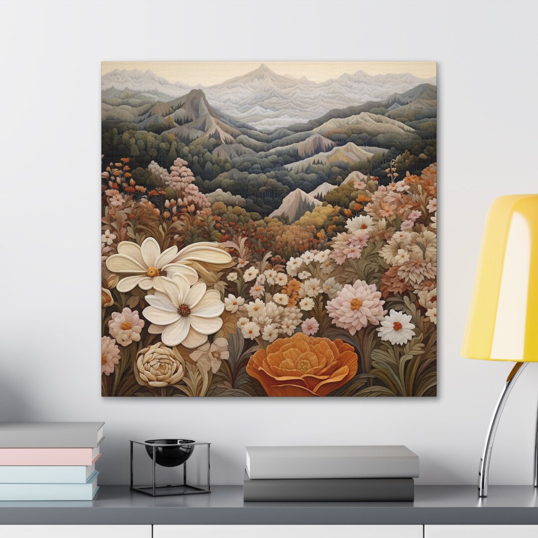 Canvas of Unique Mountain Range Art Mountain Canvas Art Etsy