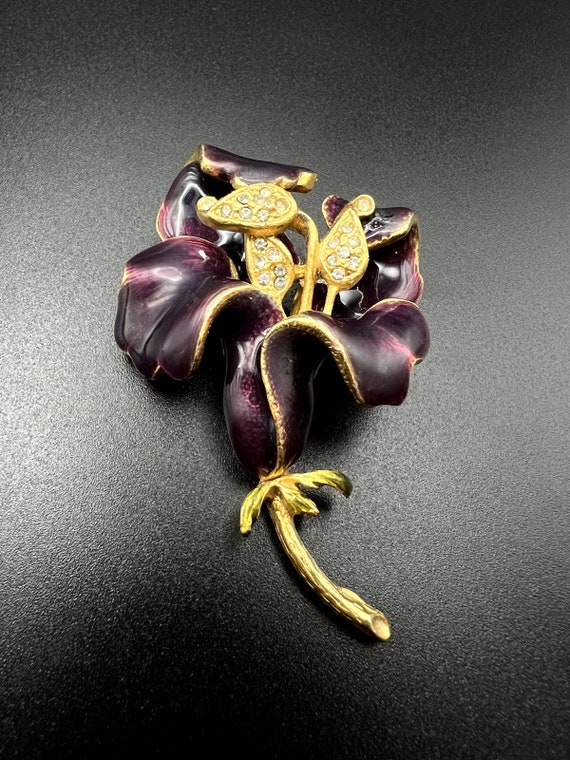 Vintage Gold-toned and Purple Flower Brooch Pin - Etsy