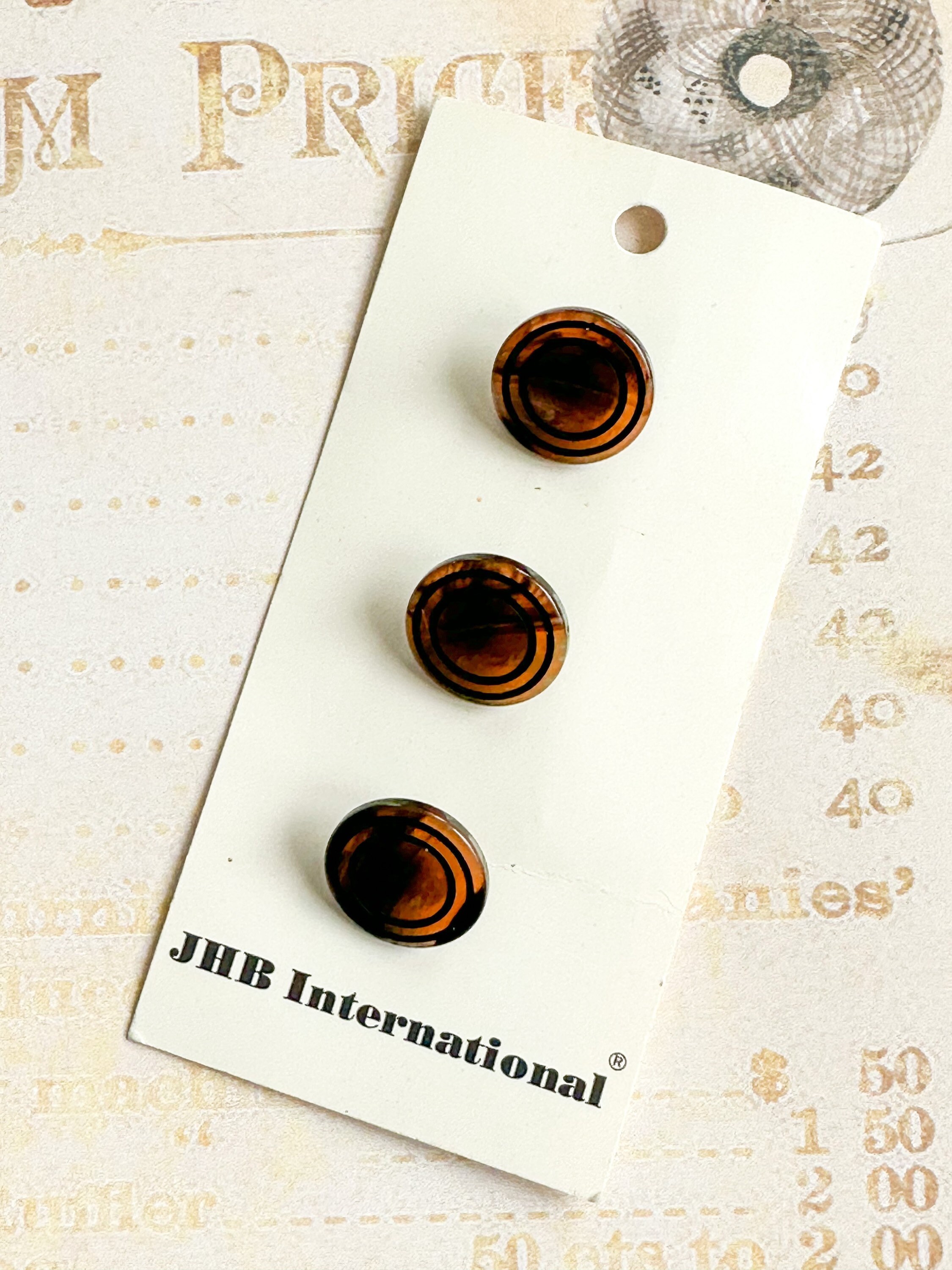 3 Vintage JHB International Brown Shank Buttons on Card JHB Etsy