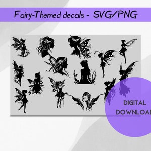 Fairy SVG, fae svg, fairy forest, fairy stickers, fairy silhouet, fantastische svg, mystiek, fairy vleugels svg, vleugels svg