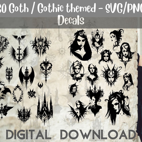 Goth SVG Decals, goth,Skeleton svg, Romantic Goth, dark svg, Gothic Love, Goth inspired, Goth designs, Goth decals