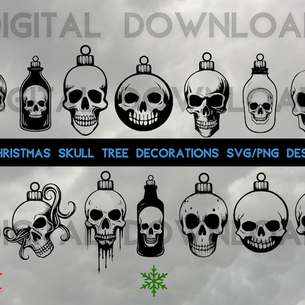 Gothmas skull tree decoration svg, gothic skull, christmas decoration, skull decoration, skull svg, christmas skulls, gothic christmas,