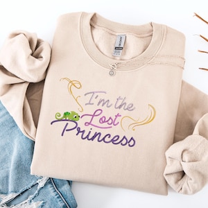 Embroidered Tangled &quot;Im the lost princess&quot; sweatshirt, cute tangled crewneck, Rapunzel from Tangled sweatshirt, princess shirt