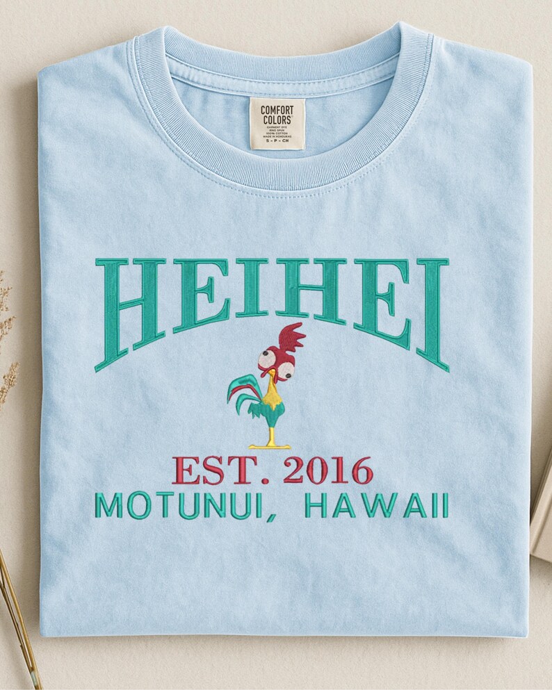 Embroidered Moana's friend Hei Hei sweatshirt: Varsity established 2016 shirt image 3