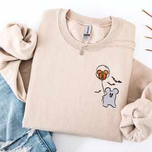 Embroidered Halloween Mickey sweatshirt, cute halloween mickey mouse sketch shirt, disney mickey hoodie, embroidered cute mickey sweater