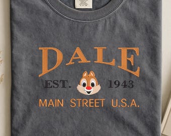 Sudadera bordada de Dale de Chip y Dale: Camiseta con personajes de ratón (establecida en 1943)