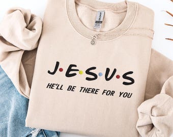 Embroidered Jesus Sweatshirt: Christian Crewneck, Religious Sweater