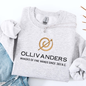 Embroidered Universal HP Sweatshirt, Ollivanders Shirt, Ollivanders Makers of Fine Wands shirt, Nerdy hoodie, Gifts for HP Fans Wizard shirt