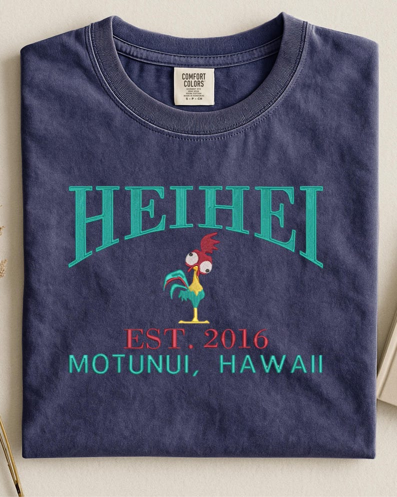 Embroidered Moana's friend Hei Hei sweatshirt: Varsity established 2016 shirt image 1