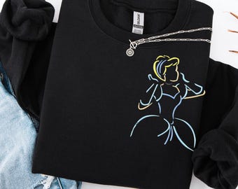 Embroidered Princess Cinderella Sweatshirt: Cinderella sketch tshirt