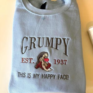 Embroidered Snow White and the seven dwarfs &quot;Grump&quot; sweatshirt, grumpy sweater, snow white &quot;Grumpy&quot; varsity sweater, funny grump shirt