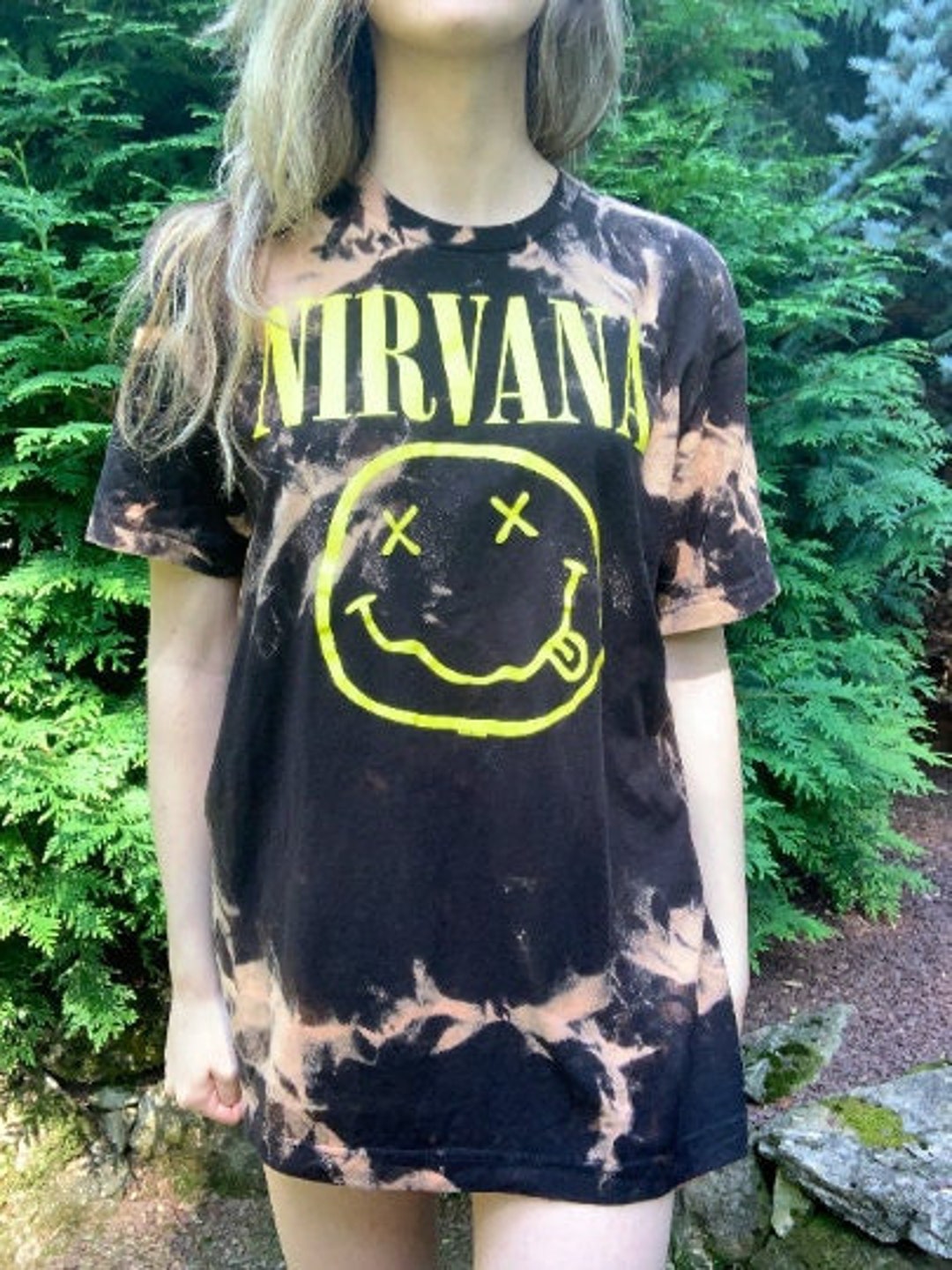 Vintage Inspired Acid Wash Tee Nirvana Acid Wash Tee Nirvana Smiley Tee ...
