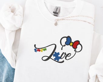 Embroidered magical mouse autism awareness sweatshirt,  autism awareness hoodie, embroidered cute character sweatshirt