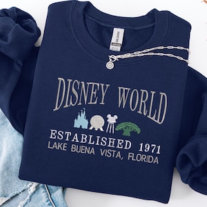 Embroidered Disney World established 1971 sweatshirt, embroidered WDW crewneck, cute disney shirt, disney varsity shirt custom embroidery