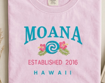 Sudadera bordada de Moana: estilo universitario hawaiano