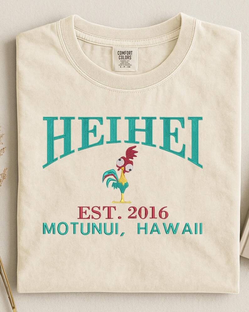 Embroidered Moana's friend Hei Hei sweatshirt: Varsity established 2016 shirt image 4