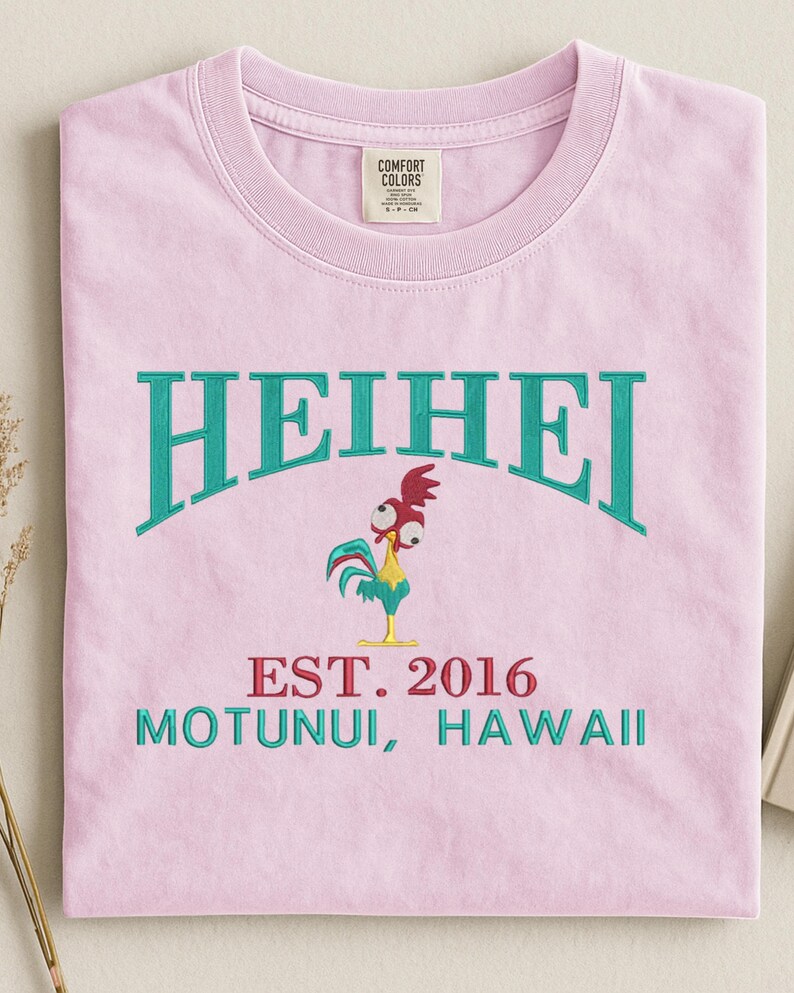 Embroidered Moana's friend Hei Hei sweatshirt: Varsity established 2016 shirt image 5
