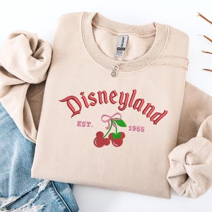 Embroidered disneyland sweatshirt, cute disneyland crewneck, disneyland cherries shirt, cute embroidered disney sweatshirt