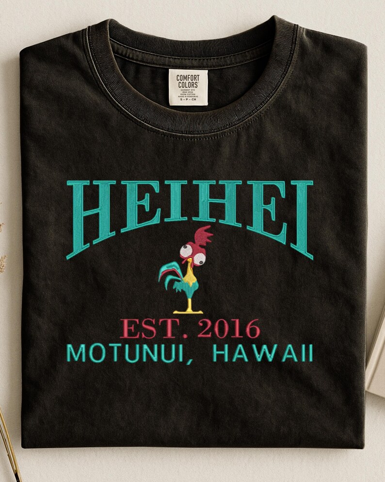 Embroidered Moana's friend Hei Hei sweatshirt: Varsity established 2016 shirt image 7
