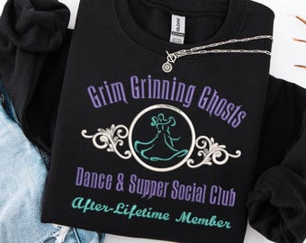 Felpa con ricamo Haunted Mansion: Ghost Dance Party, maglietta Grim Grinning Ghost