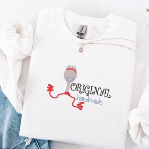 Moletom bordado Toy Story Forky, camiseta fofa do Forky, suéter original feito à mão Toy Story &quot;Forky&quot;, camiseta fofa do Woody Buzz