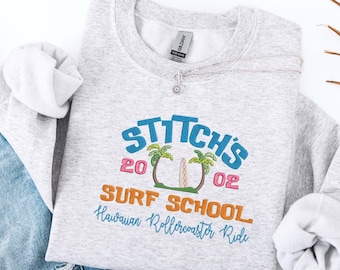 Sudadera con puntadas bordadas: Lilo & Stitch Surf School