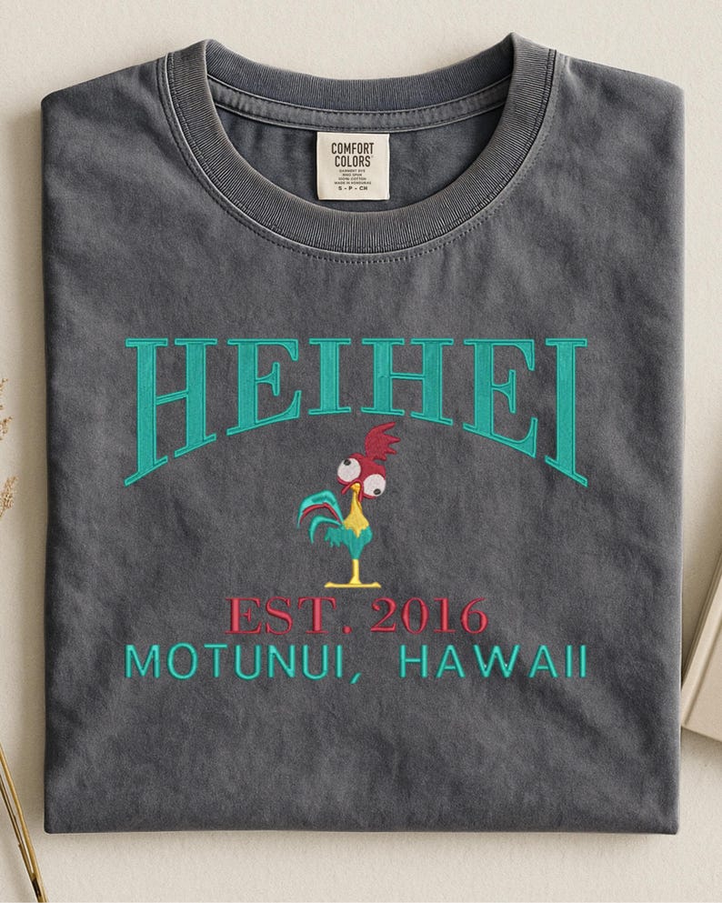 Embroidered Moana's friend Hei Hei sweatshirt: Varsity established 2016 shirt image 6