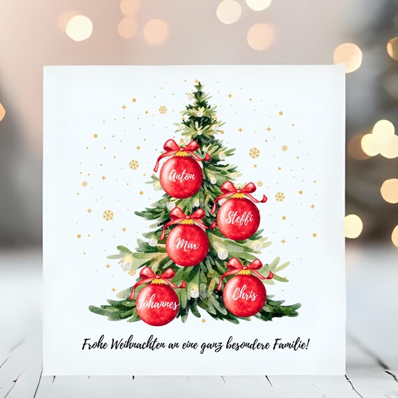 Personalisierte Weihnachtskarte 15,2x15,2 cm mit Umschlag Hochwertige Grußkarte Weihnachten personalisiert für Freunde, Verwandte & Bekannte