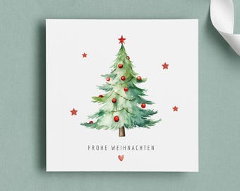Watercolor Christmas card, 14.8 x 14.8 cm, with envelope – High-quality Christmas greeting card – Sustainable winter card – Modern design