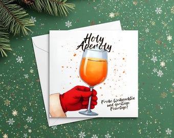 Holy Aperoly Christmas card, funny greeting card with Aperol motif, 15.2 x 15.2 cm with envelope, environmentally friendly & high-quality print