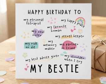 Bestie Geburtstagskarte Happy Birthday Best Friend Karte Soul Sister Birthday Card Funny Birthday Beste Freundin Geschenk | 14,8x14,8 cm