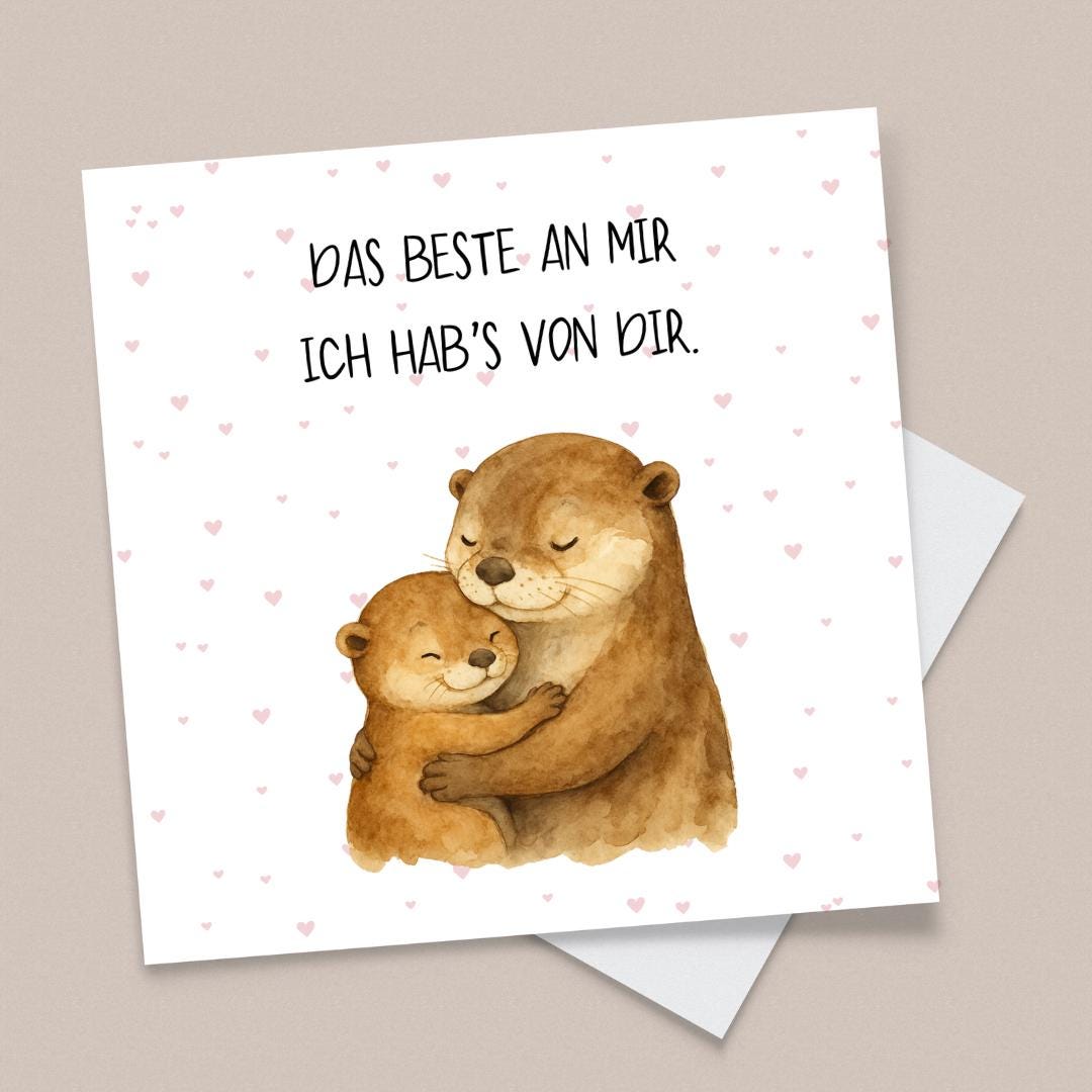 Pop-Up-Vatertagskarte Mit Otter-Motiv – Handgefertigt, 3D-Effekt, Inkl. Umschlag & Notizkarte