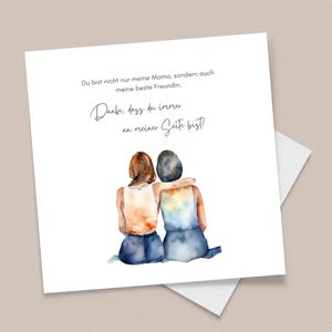 Carte pour maman, meilleure maman, loutres mignonnes, carte de remerciement 14 x 14 cm avec enveloppe, fête des mères fête des pères, carte douce, cadeau papa maman